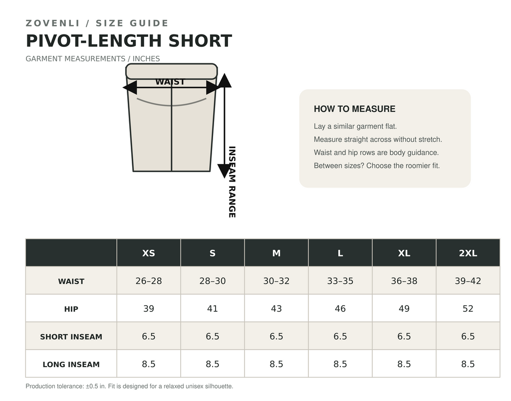 ZOVENLI Pivot-Length Short