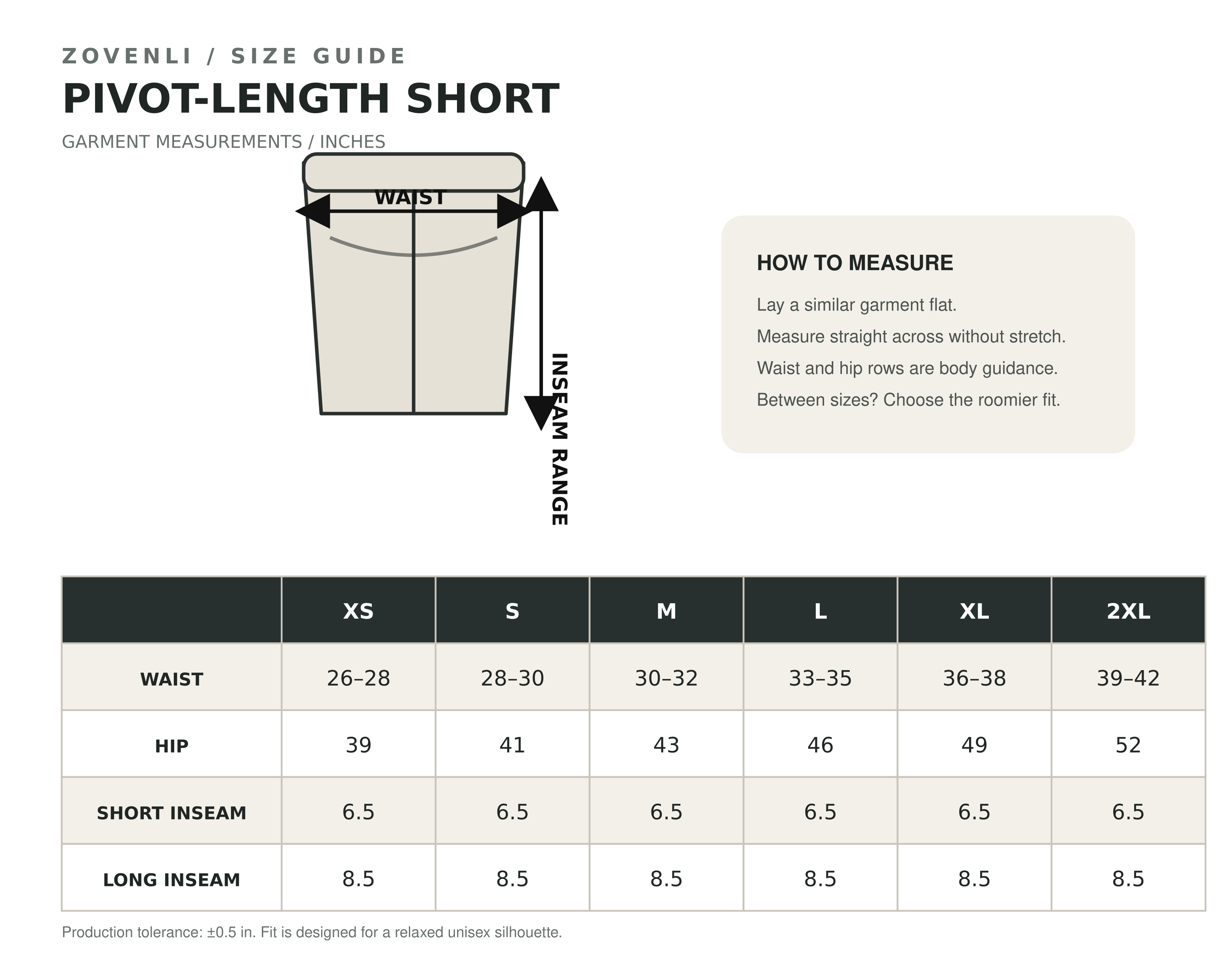 ZOVENLI Pivot-Length Short