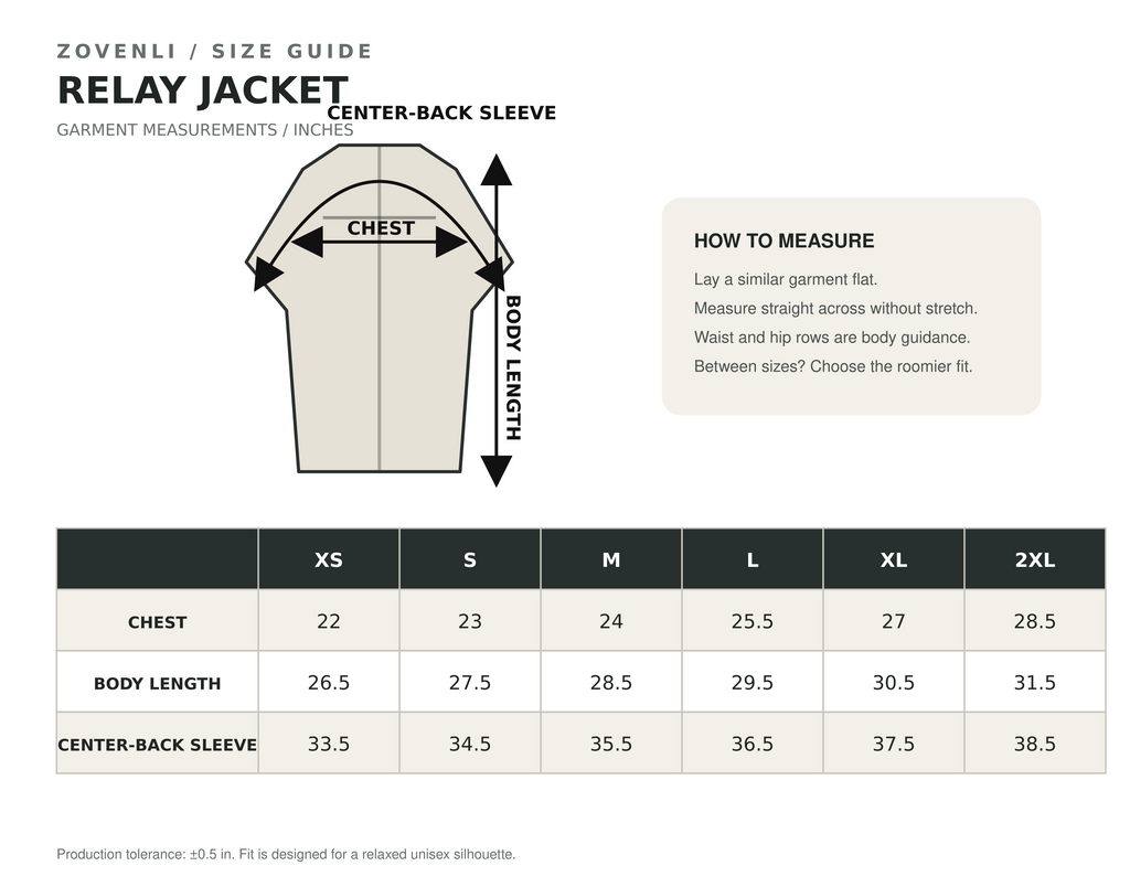 ZOVENLI Relay Jacket