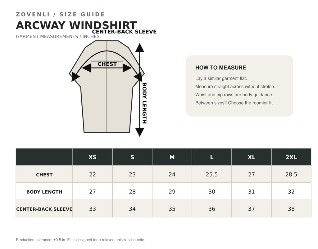 ZOVENLI Arcway Windshirt