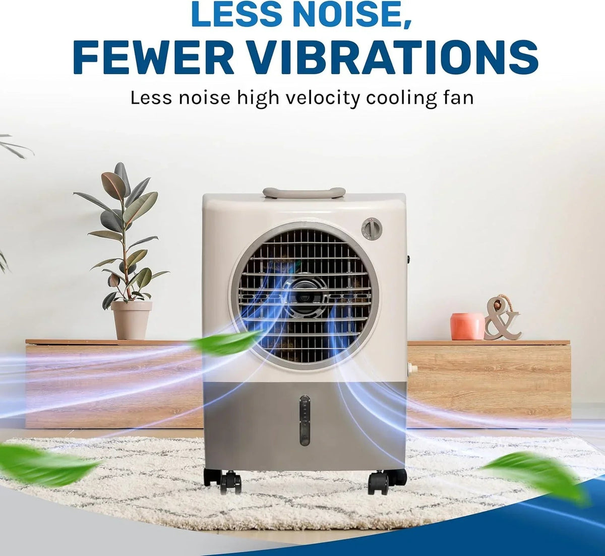 Hessaire Evaporative Air Cooler, 1300 CFM, 2-Speed Fan, 4.8-Gallon Tank, 53.4 dB, 500 Sq. Ft., White - MC18M