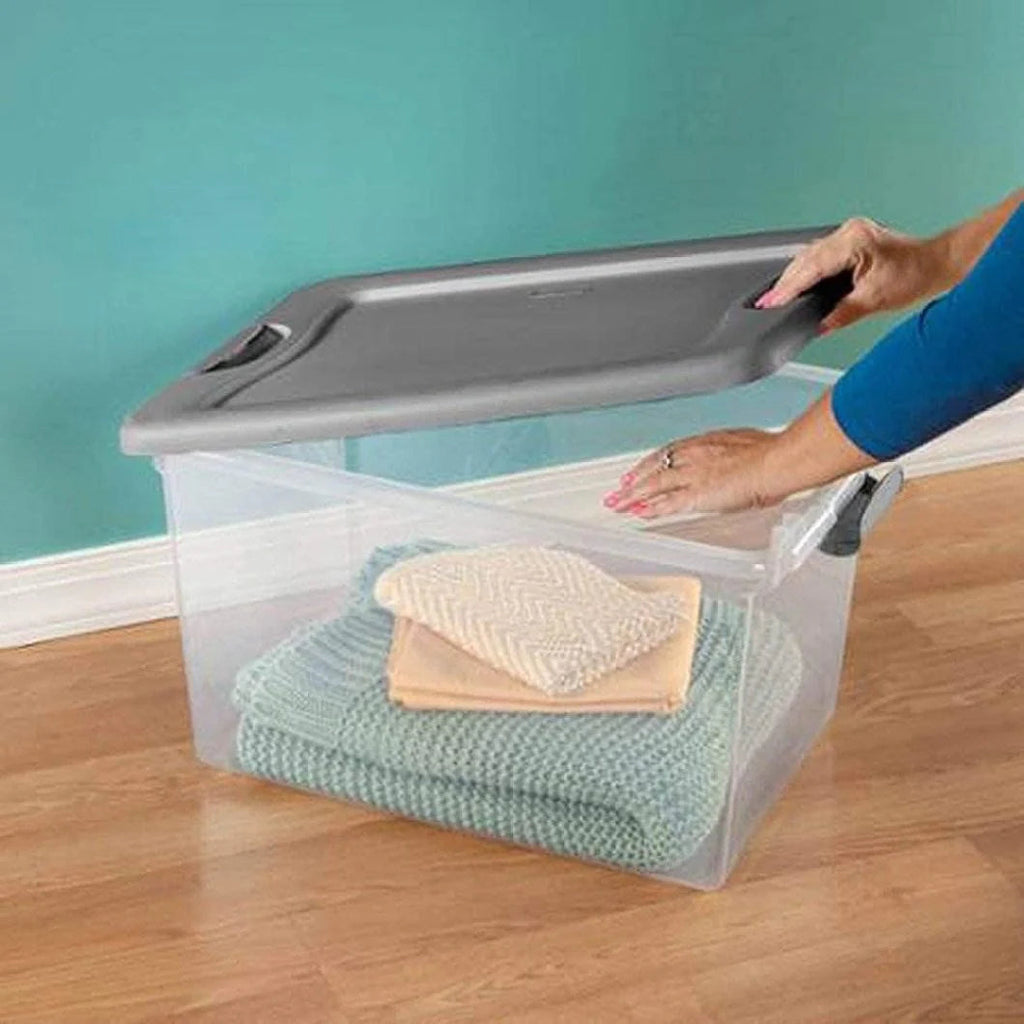 Sterilite Clear Storage Tote With Lids, 64 Quart, 6 Pack