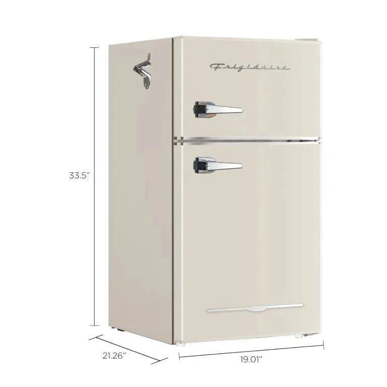 Frigidaire 3.1 Cu. Ft. 2-Door Retro Compact Refrigerator With Built-In Side Bottle Opener - Cream