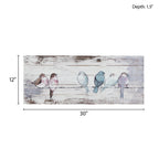 Hand-Painted Perched Birds Wood Plank Wall Decor, Reclaimed Gray, 30in W x 12in H x 1.5in D