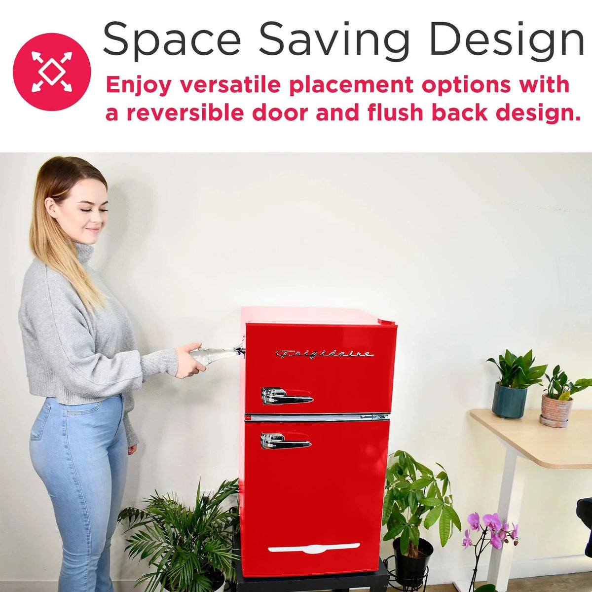 Frigidaire Retro Two-Door Compact Refrigerator With Freezer, 3.1 Cu. Ft., Red