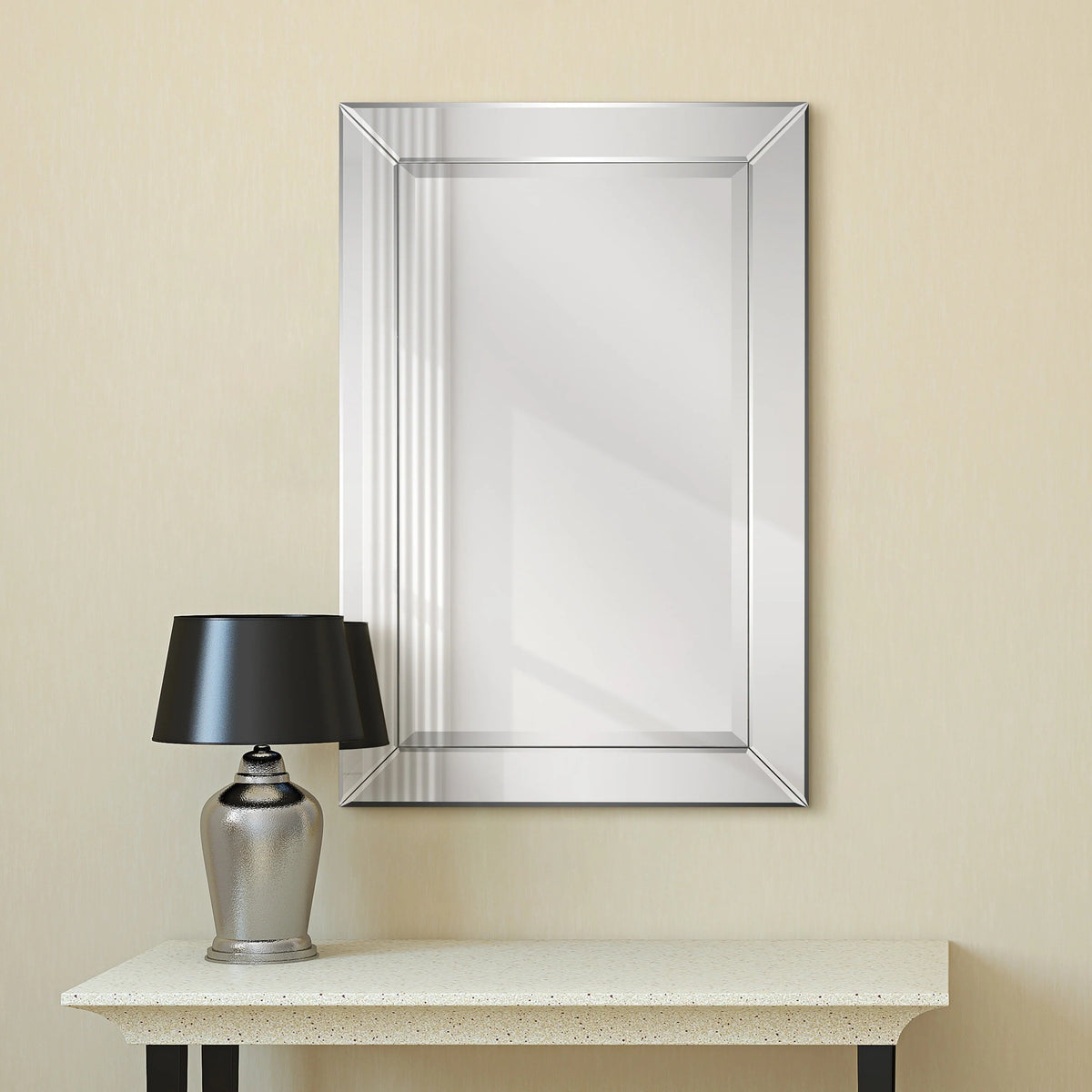 Rectangular Clear Beveled Wall Mirror - 3 Sizes